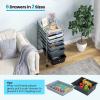 imageGiantex 6 Storage Drawer Cart Rolling Organizer Cart for Tools Scrapbook Paper Home Office School Multipurpose Mobile Utility Cart IvoryBlack Gradient