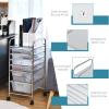 imageGiantex 6 Storage Drawer Cart Rolling Organizer Cart for Tools Scrapbook Paper Home Office School Multipurpose Mobile Utility Cart IvoryClear White