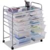imageGiantex 6 Storage Drawer Cart Rolling Organizer Cart for Tools Scrapbook Paper Home Office School Multipurpose Mobile Utility Cart IvoryClear White