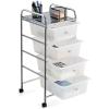 imageGiantex 6 Storage Drawer Cart Rolling Organizer Cart for Tools Scrapbook Paper Home Office School Multipurpose Mobile Utility Cart IvoryClear White