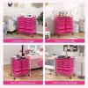 imageGiantex 6 Storage Drawer Cart Rolling Organizer Cart for Tools Scrapbook Paper Home Office School Multipurpose Mobile Utility Cart IvoryHot Pink