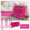imageGiantex 6 Storage Drawer Cart Rolling Organizer Cart for Tools Scrapbook Paper Home Office School Multipurpose Mobile Utility Cart IvoryHot Pink
