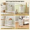 imageGiantex 6 Storage Drawer Cart Rolling Organizer Cart for Tools Scrapbook Paper Home Office School Multipurpose Mobile Utility Cart IvoryIvory