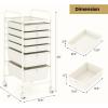 imageGiantex 6 Storage Drawer Cart Rolling Organizer Cart for Tools Scrapbook Paper Home Office School Multipurpose Mobile Utility Cart IvoryIvory