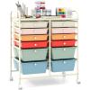 imageGiantex 6 Storage Drawer Cart Rolling Organizer Cart for Tools Scrapbook Paper Home Office School Multipurpose Mobile Utility Cart IvoryMacaron