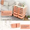imageGiantex 6 Storage Drawer Cart Rolling Organizer Cart for Tools Scrapbook Paper Home Office School Multipurpose Mobile Utility Cart IvoryPeach Fuzz