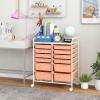 imageGiantex 6 Storage Drawer Cart Rolling Organizer Cart for Tools Scrapbook Paper Home Office School Multipurpose Mobile Utility Cart IvoryPeach Fuzz