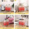 imageGiantex 6 Storage Drawer Cart Rolling Organizer Cart for Tools Scrapbook Paper Home Office School Multipurpose Mobile Utility Cart IvoryPink Gradient