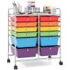 imageGiantex 6 Storage Drawer Cart Rolling Organizer Cart for Tools Scrapbook Paper Home Office School Multipurpose Mobile Utility Cart IvoryRedOrangeGreenTurquoisePurple