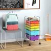 imageGiantex 6 Storage Drawer Cart Rolling Organizer Cart for Tools Scrapbook Paper Home Office School Multipurpose Mobile Utility Cart IvoryRedOrangeGreenTurquoisePurple