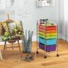 imageGiantex 6 Storage Drawer Cart Rolling Organizer Cart for Tools Scrapbook Paper Home Office School Multipurpose Mobile Utility Cart IvoryRedOrangeGreenTurquoisePurple
