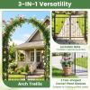 imageGiantex 87 Metal Garden Arbor with Lockable Gate and Planter Shelves Outdoor Arch Trellis for Climbing Plants Decorative Wedding Ceremony Backdrop for Patio Pathway Backyard Black