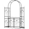 imageGiantex 87 Metal Garden Arbor with Lockable Gate and Planter Shelves Outdoor Arch Trellis for Climbing Plants Decorative Wedding Ceremony Backdrop for Patio Pathway Backyard Black