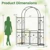 imageGiantex 87 Metal Garden Arbor with Lockable Gate and Planter Shelves Outdoor Arch Trellis for Climbing Plants Decorative Wedding Ceremony Backdrop for Patio Pathway Backyard Black