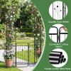 imageGiantex 87 Metal Garden Arbor with Lockable Gate and Planter Shelves Outdoor Arch Trellis for Climbing Plants Decorative Wedding Ceremony Backdrop for Patio Pathway Backyard Black