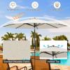 imageGiantex 9ft Patio Umbrella Outdoor Market Table Umbrella wPush Button Tilt and Crank 180G Polyester Fabric and Sturdy Ribs Sun Canopy Umbrellas for Patio Garden Beach Deck PoolBeige