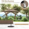 imageGiantex 9ft Patio Umbrella Outdoor Market Table Umbrella wPush Button Tilt and Crank 180G Polyester Fabric and Sturdy Ribs Sun Canopy Umbrellas for Patio Garden Beach Deck PoolTan