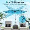 imageGiantex 9ft Patio Umbrella Outdoor Market Table Umbrella wPush Button Tilt and Crank 180G Polyester Fabric and Sturdy Ribs Sun Canopy Umbrellas for Patio Garden Beach Deck PoolBlue