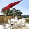 imageGiantex 9ft Patio Umbrella Outdoor Market Table Umbrella wPush Button Tilt and Crank 180G Polyester Fabric and Sturdy Ribs Sun Canopy Umbrellas for Patio Garden Beach Deck PoolBurgundy