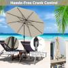 imageGiantex 9ft Patio Umbrella Outdoor Market Table Umbrella wPush Button Tilt and Crank 180G Polyester Fabric and Sturdy Ribs Sun Canopy Umbrellas for Patio Garden Beach Deck PoolBeige
