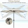 imageGiantex 9ft Patio Umbrella Outdoor Market Table Umbrella wPush Button Tilt and Crank 180G Polyester Fabric and Sturdy Ribs Sun Canopy Umbrellas for Patio Garden Beach Deck PoolBeige