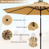 imageGiantex 9ft10ft Outdoor Patio umbrella with Solar Lights Table Market Umbrella with Crank and Pushbutton Tilt System Solar LED Lighted Patio Umbrella for Backyard Deck Pool BeachBeige