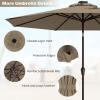imageGiantex 9ft10ft Outdoor Patio umbrella with Solar Lights Table Market Umbrella with Crank and Pushbutton Tilt System Solar LED Lighted Patio Umbrella for Backyard Deck Pool BeachTan