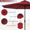 imageGiantex 9ft10ft Outdoor Patio umbrella with Solar Lights Table Market Umbrella with Crank and Pushbutton Tilt System Solar LED Lighted Patio Umbrella for Backyard Deck Pool BeachBurgundy