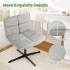 imageGiantex Criss Cross Chair Armless Cross Legged Office Chair Faux Fur Adjustable Swivel Ergonomic Desk Seat No Wheels Modern Wide Makeup Task Vanity Chair for Home EspressoLight Gray