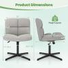 imageGiantex Criss Cross Chair Armless Cross Legged Office Chair Faux Fur Adjustable Swivel Ergonomic Desk Seat No Wheels Modern Wide Makeup Task Vanity Chair for Home EspressoLight Gray