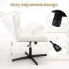 imageGiantex Criss Cross Chair Armless Cross Legged Office Chair Faux Fur Adjustable Swivel Ergonomic Desk Seat No Wheels Modern Wide Makeup Task Vanity Chair for Home EspressoBeige