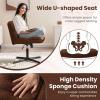 imageGiantex Criss Cross Chair Armless Cross Legged Office Chair Faux Fur Adjustable Swivel Ergonomic Desk Seat No Wheels Modern Wide Makeup Task Vanity Chair for Home EspressoEspresso