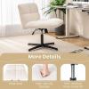 imageGiantex Criss Cross Chair Armless Cross Legged Office Chair Faux Fur Adjustable Swivel Ergonomic Desk Seat No Wheels Modern Wide Makeup Task Vanity Chair for Home EspressoBeige