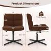 imageGiantex Criss Cross Chair Armless Cross Legged Office Chair Faux Fur Adjustable Swivel Ergonomic Desk Seat No Wheels Modern Wide Makeup Task Vanity Chair for Home EspressoEspresso