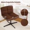 imageGiantex Criss Cross Chair Armless Cross Legged Office Chair Faux Fur Adjustable Swivel Ergonomic Desk Seat No Wheels Modern Wide Makeup Task Vanity Chair for Home EspressoEspresso