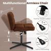 imageGiantex Criss Cross Chair Armless Cross Legged Office Chair Faux Fur Adjustable Swivel Ergonomic Desk Seat No Wheels Modern Wide Makeup Task Vanity Chair for Home EspressoEspresso