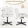 imageGiantex Criss Cross Chair Armless Cross Legged Office Chair Faux Fur Adjustable Swivel Ergonomic Desk Seat No Wheels Modern Wide Makeup Task Vanity Chair for Home EspressoBeige