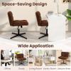 imageGiantex Criss Cross Chair Armless Cross Legged Office Chair Faux Fur Adjustable Swivel Ergonomic Desk Seat No Wheels Modern Wide Makeup Task Vanity Chair for Home EspressoEspresso