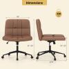 imageGiantex Criss Cross Chair with Wheels PU Leather Cross Legged Office Chair HeightAdjustable Swivel Vanity Chair with UShaped Seat Armless Wide Desk Chair for Home Office Make Up Brown