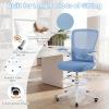 imageGiantex Ergonomic Drafting Chair Tall Office Chair with FlipUp Armrests Footrest Ring Height Adjustable Executive Task Chair Mesh Computer Standing Desk Chair Lumbar Support for Home Office GrayBlue