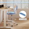 imageGiantex Ergonomic Drafting Chair Tall Office Chair with FlipUp Armrests Footrest Ring Height Adjustable Executive Task Chair Mesh Computer Standing Desk Chair Lumbar Support for Home Office GrayBlue