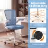 imageGiantex Ergonomic Drafting Chair Tall Office Chair with FlipUp Armrests Footrest Ring Height Adjustable Executive Task Chair Mesh Computer Standing Desk Chair Lumbar Support for Home Office GrayBlue