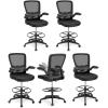 imageGiantex Ergonomic Drafting Chair Tall Office Chair with FlipUp Armrests Footrest Ring Height Adjustable Executive Task Chair Mesh Computer Standing Desk Chair Lumbar Support for Home Office GrayBlack