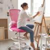 imageGiantex Ergonomic Drafting Chair Tall Office Chair with FlipUp Armrests Footrest Ring Height Adjustable Executive Task Chair Mesh Computer Standing Desk Chair Lumbar Support for Home Office GrayPink