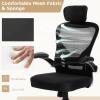 imageGiantex Ergonomic Mesh Office Chair Home Office Desk Chair with Adjustable Headrest and Lumbar Support Flip Up Armrests Height Adjustable Executive Swivel Task Chair for Home Office Study Black