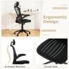imageGiantex Ergonomic Mesh Office Chair Home Office Desk Chair with Adjustable Headrest and Lumbar Support Flip Up Armrests Height Adjustable Executive Swivel Task Chair for Home Office Study Black
