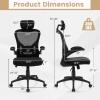 imageGiantex Ergonomic Mesh Office Chair Home Office Desk Chair with Adjustable Headrest and Lumbar Support Flip Up Armrests Height Adjustable Executive Swivel Task Chair for Home Office Study Black