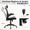 imageGiantex Ergonomic Mesh Office Chair Home Office Desk Chair with Adjustable Headrest and Lumbar Support Flip Up Armrests Height Adjustable Executive Swivel Task Chair for Home Office Study Black