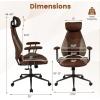 imageGiantex Ergonomic Office Chair Mid Century Modern Faux Fur Computer Desk Chair with 2D Headrest Rocking Backrest amp Wheels Vintage High Back Rolling Chair for Executive BrownBrown