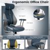 imageGiantex Ergonomic Office Chair Mid Century Modern Faux Fur Computer Desk Chair with 2D Headrest Rocking Backrest amp Wheels Vintage High Back Rolling Chair for Executive BrownGrey